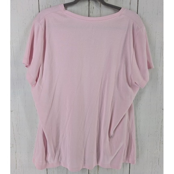 St Johns‎ Bay Size XXL Light Pink Cotton Womens V Neck Short Sleeve Top - Picture 7 of 7
